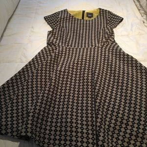 Anthropologie Black and Beige Pattern Swing Dress